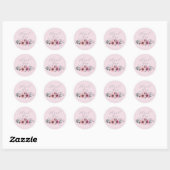 Sticker Rond Botanique chic floral gris rose Merci (Feuille)