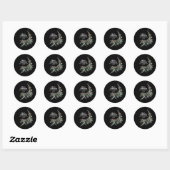 Sticker Rond Botanique d'aquarelle moderne noire (Feuille)