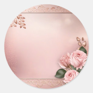 Sticker Rond Botanique d'or Rose floral