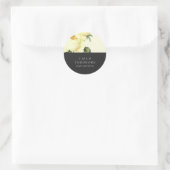 Sticker Rond Botanique | Mariage Vintage jaune et gris (Sac)