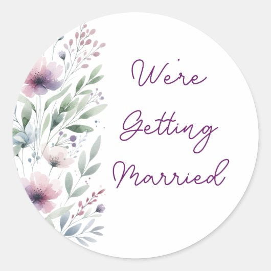 Sticker Rond Botanique, on se marie (Devant)
