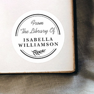 Sticker Rond Botanique ronde de la bibliothèque de plaques