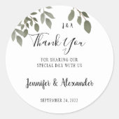 Sticker Rond Botanique rustique monogrammed Merci mariage (Devant)