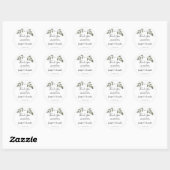 Sticker Rond Botanique rustique monogrammed Merci mariage (Feuille)