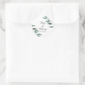 Sticker Rond Botanique Vert Feuille Mariage moderne (Sac)
