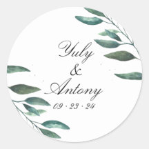 Botanique Vert Feuille Mariage moderne
