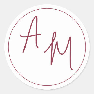 Sticker Rond Botaniques Minimalistes Élégants Bordeaux