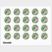 Sticker Rond Botaniques tropicales Vibrant Aquarelle Foliage (Feuille)