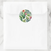 Sticker Rond Botaniques tropicales Vibrant Aquarelle Foliage (Sac)