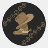 Sticker Rond Botte de cowboy et incrustation de Casquette en bo (Devant)
