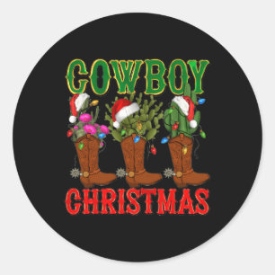 Sticker Rond Botte De Noël Et Cactus Xmas Pjs Hommes Fils