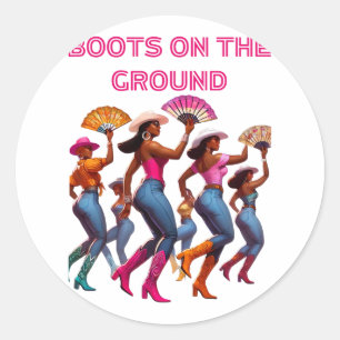 Sticker Rond Bottes Au Sol Line Danser Queens Black Grou
