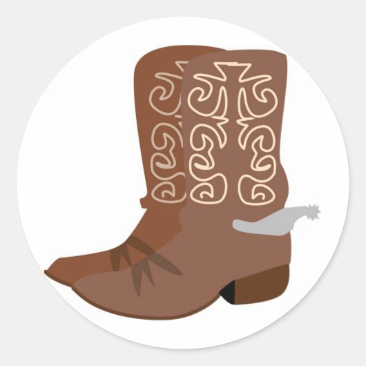 Sticker Rond Bottes de cowboy avec éperons (Devant)