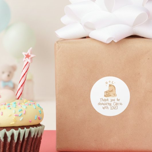 Sticker Rond Bottes de cowboy et Baby shower de poulain