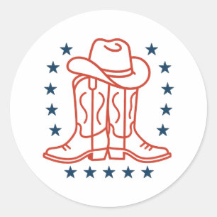 Sticker Rond Bottes de cowboy patriotiques américaines