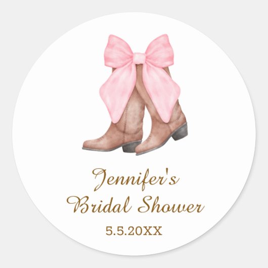 Sticker Rond bottes de cowgirl de mariage avec nœud western (Devant)