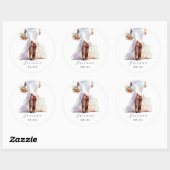 Sticker Rond Bottes de mariée Cowgirl Robe de Mariage  (Feuille)
