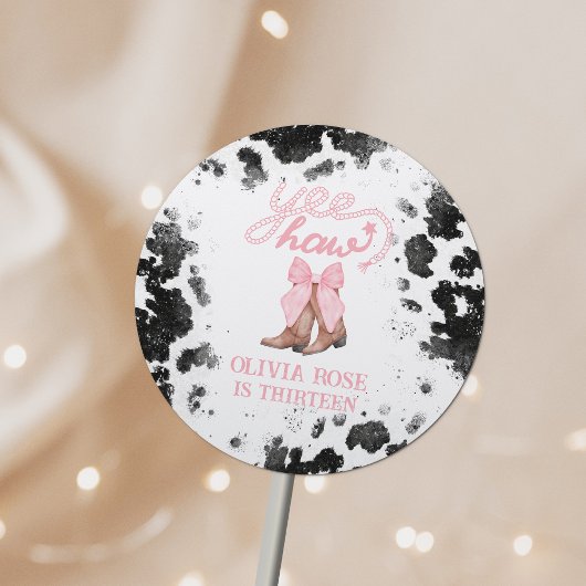 Sticker Rond Bottes de poule rose et de poule Coquette Annivers