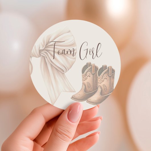 Sticker Rond Bottes Ou Vaches Beiges Genre Reveillez Équipe Fil