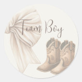 Sticker Rond Bottes Ou Vaches Beiges Sexe Révéler Équipe Garçon (Devant)