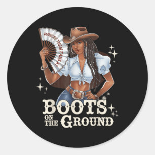Sticker Rond Bottes Sur Le Sol Distance Black Cowgirl Melani