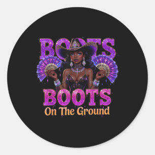 Sticker Rond Bottes Sur Le Terrain Boot Cowboy Linedance Wester