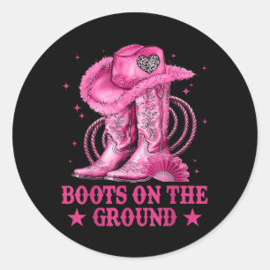Sticker Rond Bottes Sur Le Terrain Boot Cowboy Western Cowgirl
