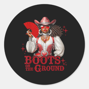 Sticker Rond Bottes Sur Le Terrain Boot Cowboy Western Cowgirl