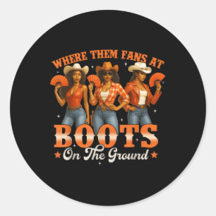 Sticker Rond Bottes Sur Le Terrain Où Ils Vont À Black Cowgi