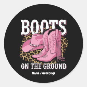 Sticker Rond Bottes sur le terrain Western Cowgirl Linedance
