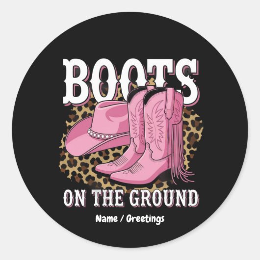Sticker Rond Bottes sur le terrain Western Cowgirl Linedance (Devant)