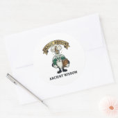 Sticker Rond Botto Ancient Wisdom Wizard Magic Potion Owl Retro (Enveloppe)