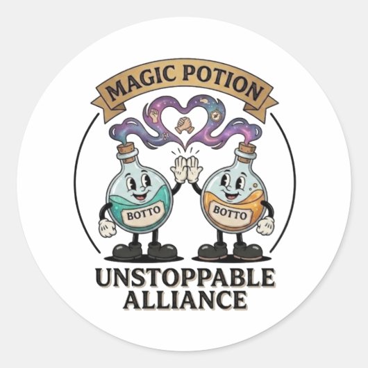 Sticker Rond Botto Brand Unstoppable Alliance Retro Magic Potio (Devant)