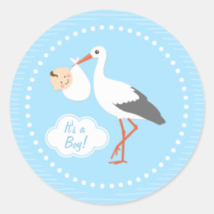 Sticker Rond Bouche portant mignon bébé garçon Baby shower Stic