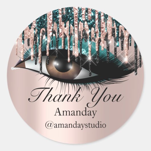 Sticker Rond Bouches Turquoises du Rose maquillage d'extension (Devant)