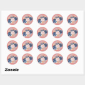 Sticker Rond Boucles bleu bleu marine rose pâle boules dessus c (Feuille)