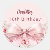 Sticker Rond Boucles d'arc rose fête (Devant)