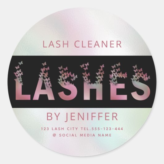 Sticker Rond Boucles de papillons holographiques de luxe (Devant)