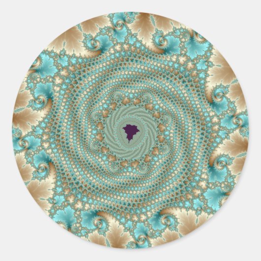 Sticker Rond Boucles feuillues fractées (Devant)