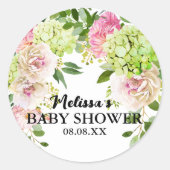 Sticker Rond Boucles vertes hydrangea rose cupcake toppers (Devant)
