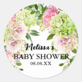 Sticker Rond Boucles vertes hydrangea rose cupcake toppers (Devant)