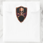 Sticker Rond Bouclier crâne et os croisés (Sac)