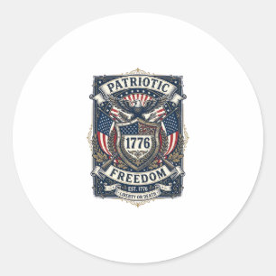 Sticker Rond Bouclier de bataille patriotique 1776 Sym inspiré