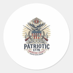 Sticker Rond Bouclier de bataille patriotique 1776 Sym inspiré