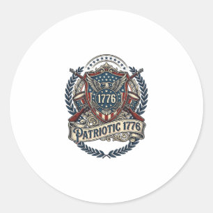 Sticker Rond Bouclier de bataille patriotique Sym inspiré de l'