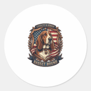 Sticker Rond Bouclier de drapeau américain de chien de loyauté