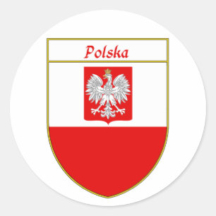 Sticker Rond Bouclier de drapeau de Polska