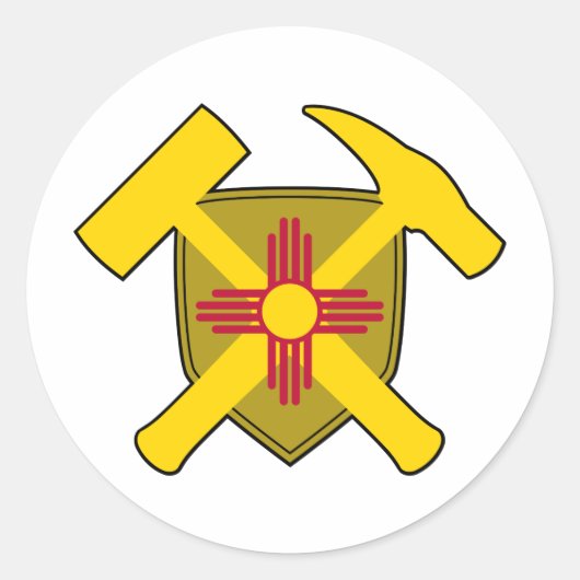 Sticker Rond Bouclier de marteau de roche du géologue - Nouveau (Devant)