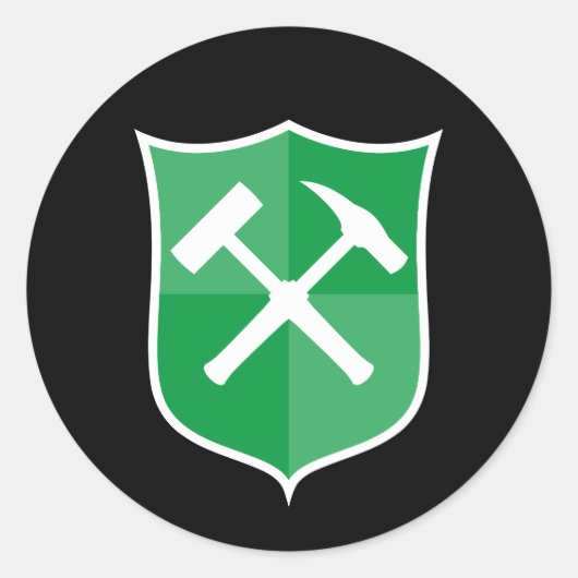 Sticker Rond Bouclier de marteau de roche traversé (Devant)