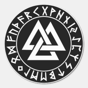 Sticker Rond Bouclier de rune triangle sur noir